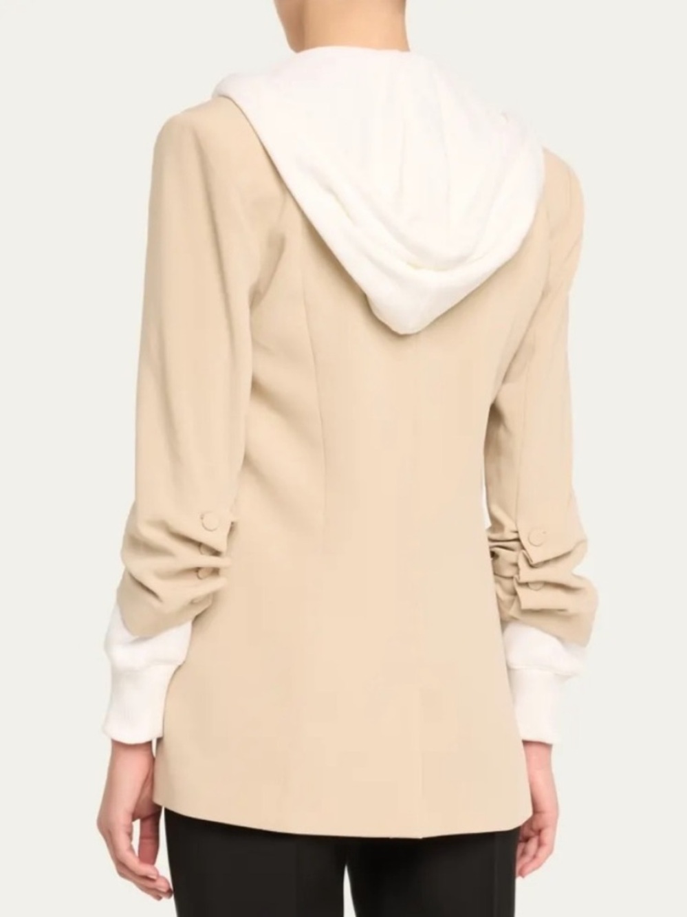 NWT CINQ A SEPT KHLOE HOODED KHAKI/WHITE SIZE 2 - Picture 3 of 5